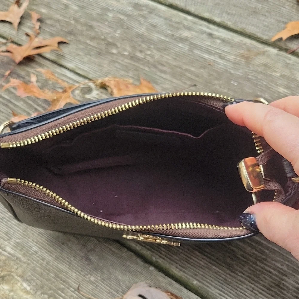 Coach Teri Shoulder Bag  Black and Walnut with Gold Accents - Picture 5 of 14